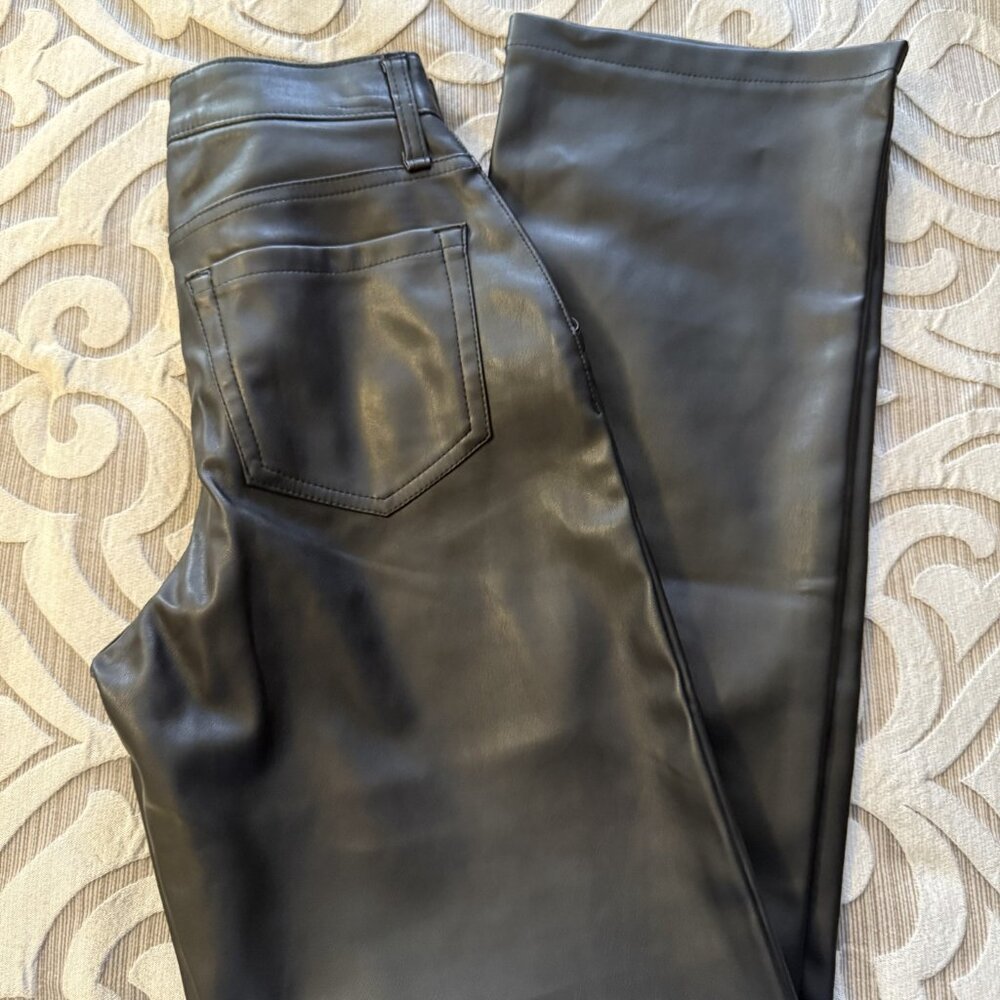 Hollister Faux Leather Pants Black High Rise Straight Leg Women's Sz 0R W24